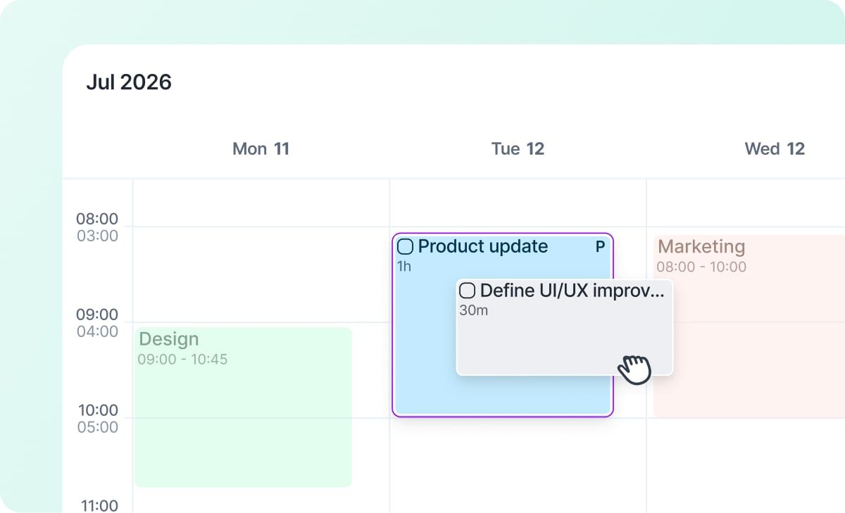 Creating a subtask by holding Shift while dragging a task