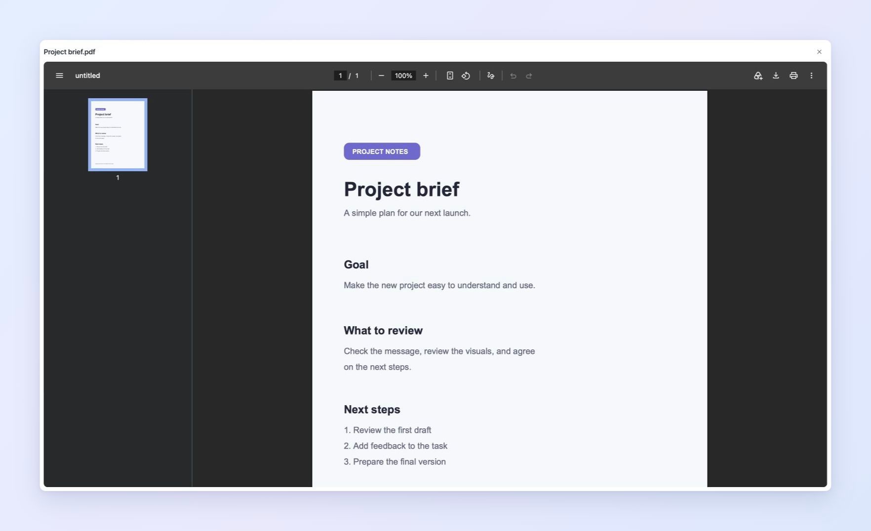 A PDF attachment open in Akiflow's web preview.